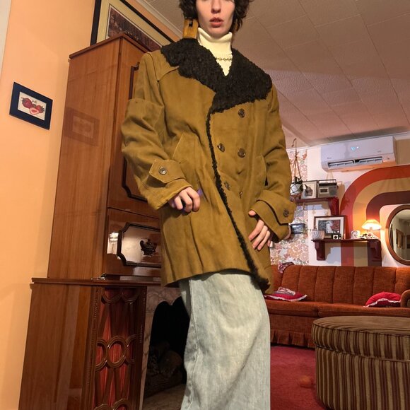 1970s Made in Israel cotton rayon French Tissavel imitation fur double breasted - Picture 7 of 16